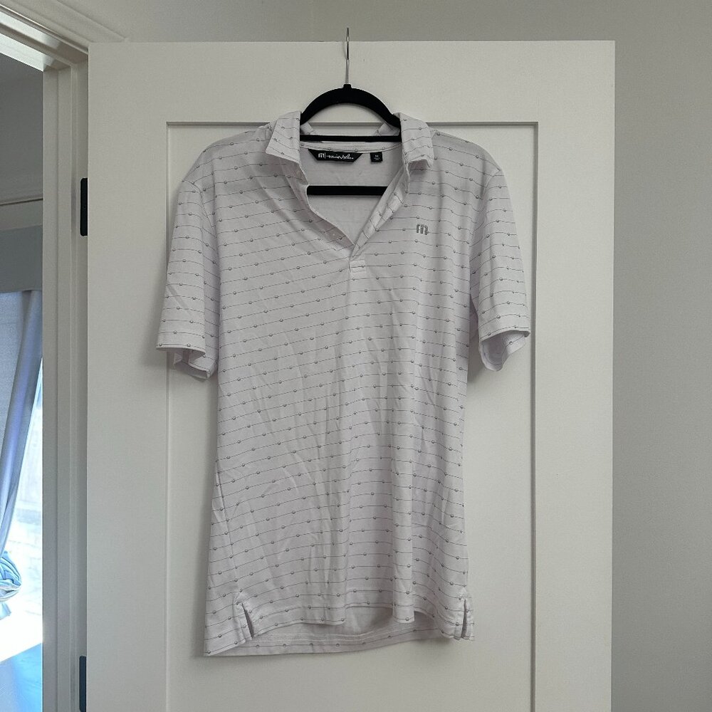 Travis Mathew Polo Shirt Mens Medium White EUC